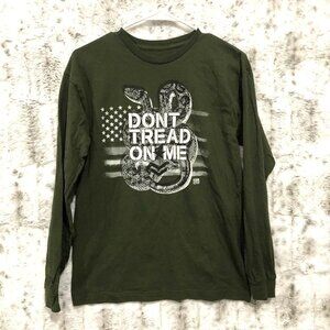 Rags of Honor Dont Tread on Me Long Sleeve Crewneck Shirt Green Mens Medium
